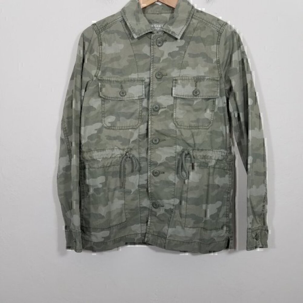 American Eagle Light Olive Green Camo Military Utility Cinched Waist Jacket XS